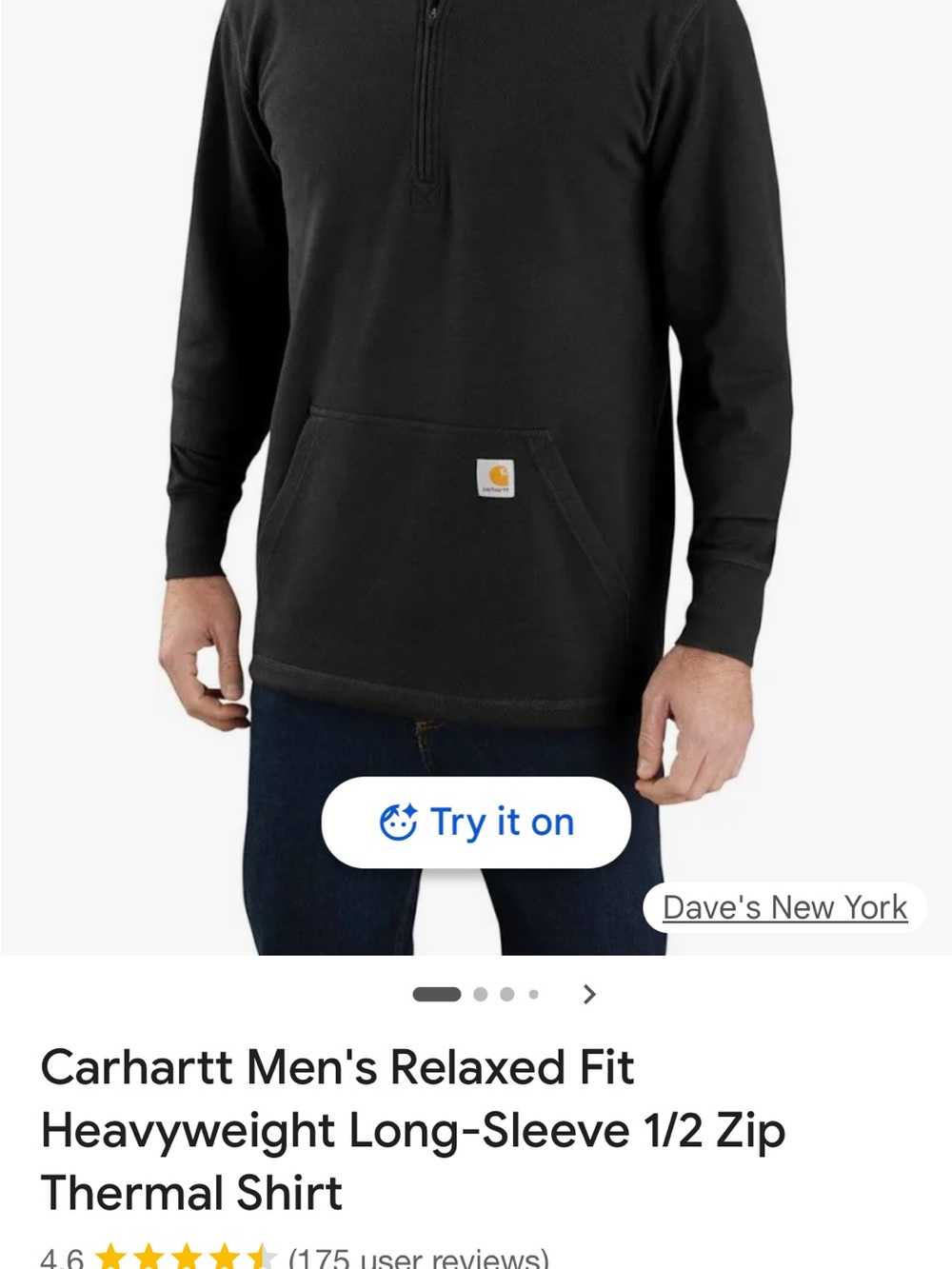 Carhartt Black Half-Zip Work Pullover